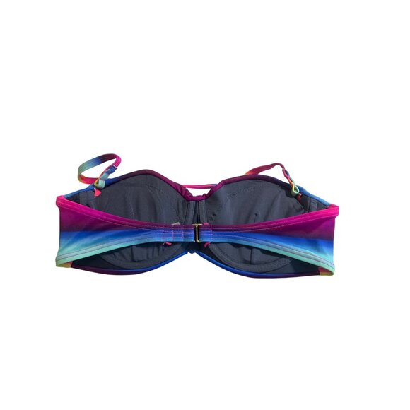 Victorias Secret Rainbow Stripe Bikini Swimsuit Bathing Suit Bottom Sz S Top 34C - Picture 6 of 7